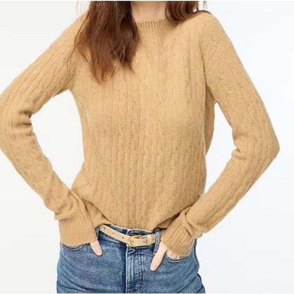 J.Crew extra soft camel cableknit mock neck sweater xs - Picture 2 of 11
